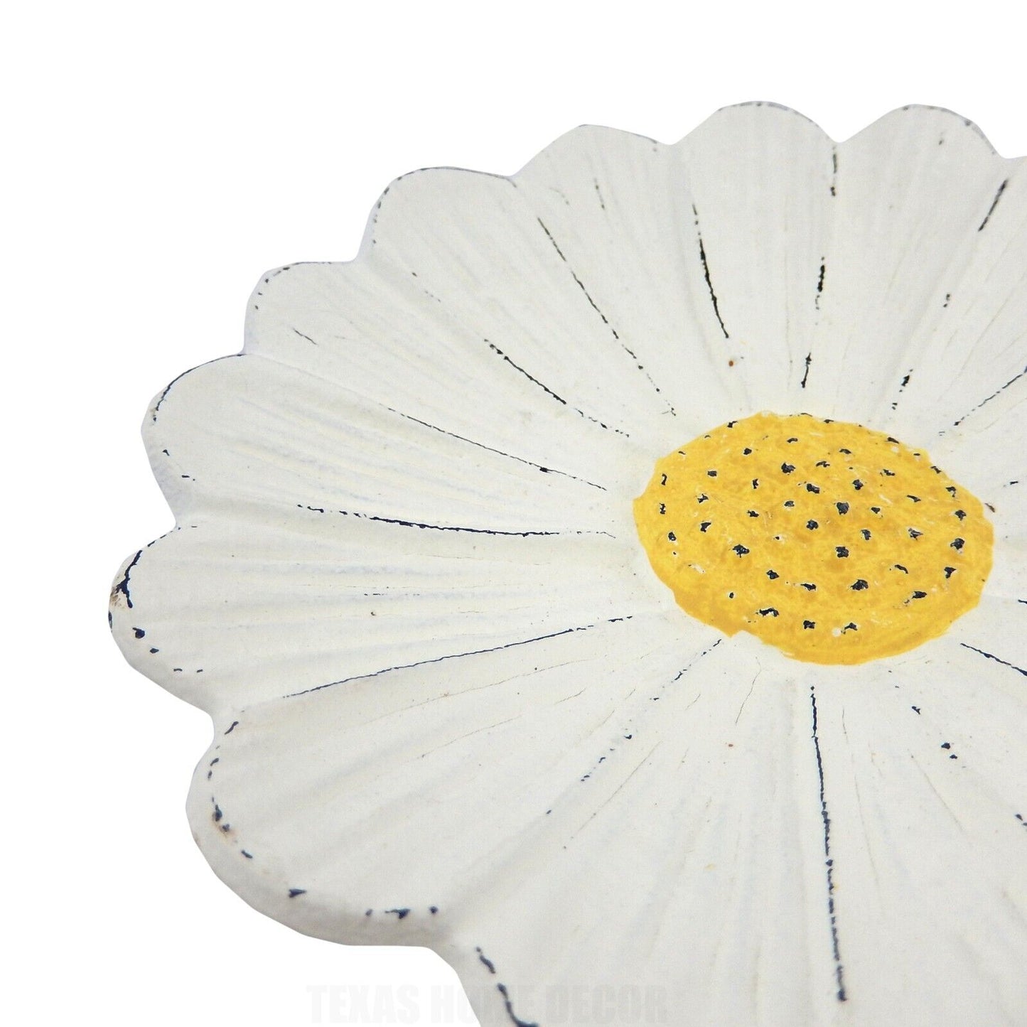 Daisy Flower Trinket Key Dish Jewelry Holder Heavy Duty Cast Iron Antique White