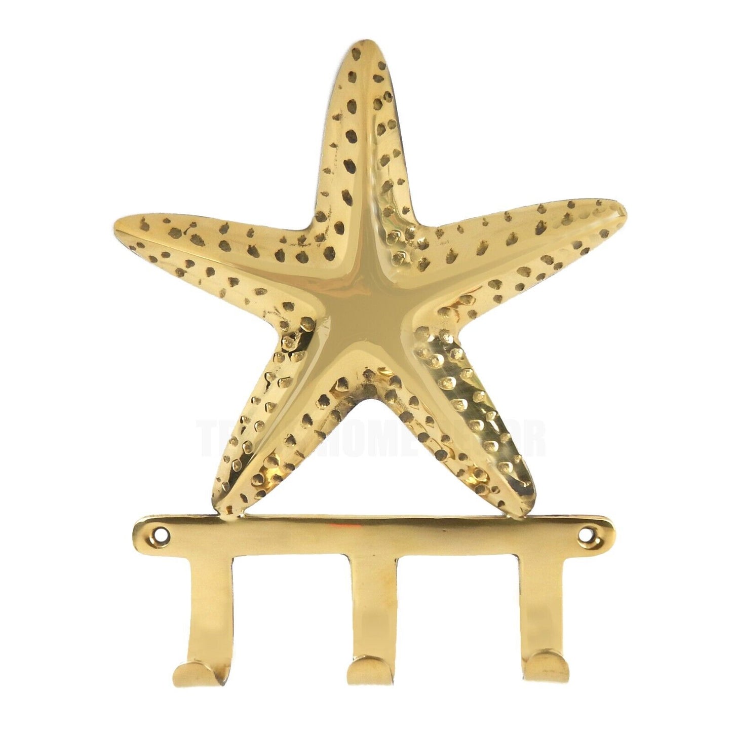 Starfish Wall Hook Rack Nautical Key Towel Coat Hanger Polished Solid Brass