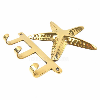 Starfish Wall Hook Rack Nautical Key Towel Coat Hanger Polished Solid Brass