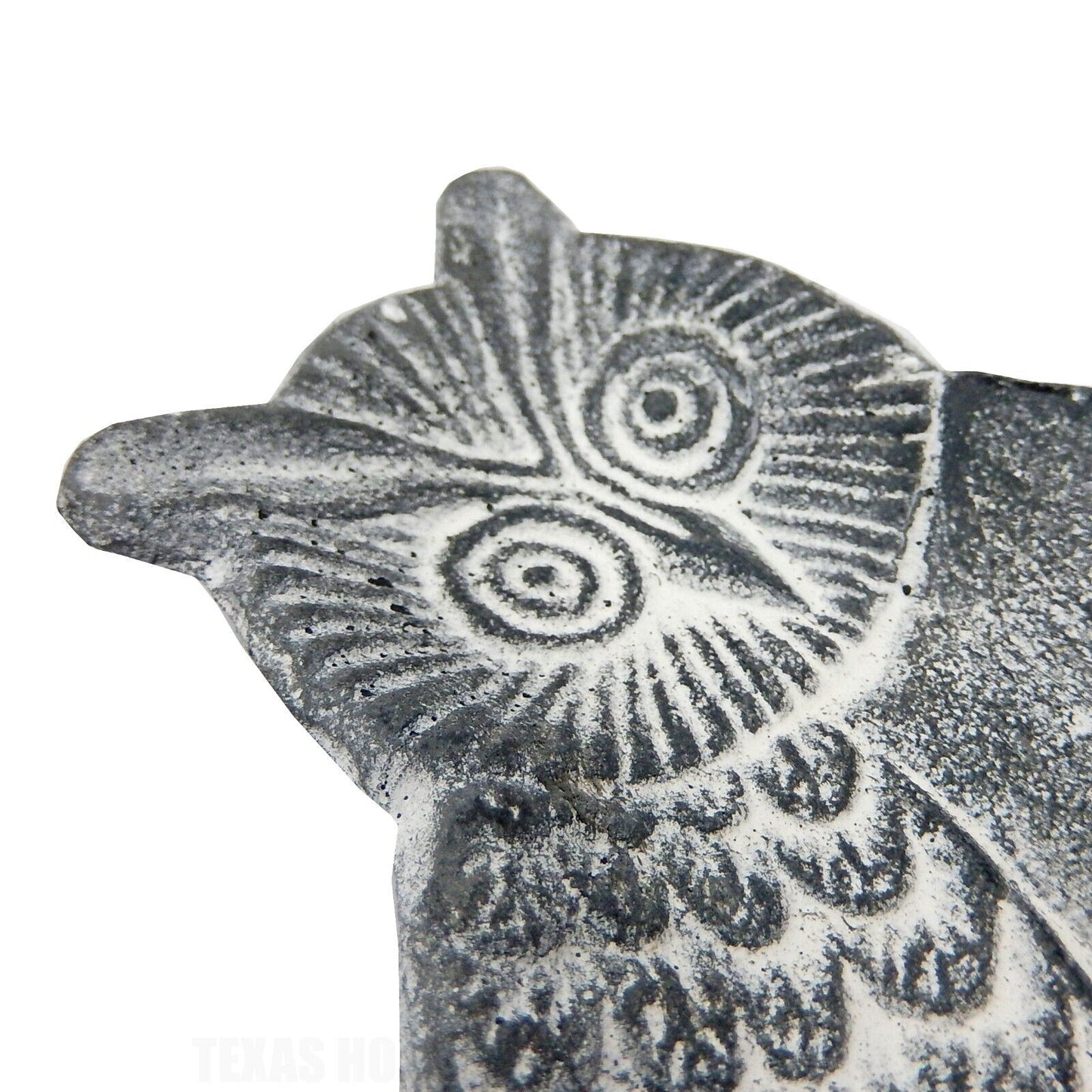 Owl Jewelry Trinket Dish Tray Cast Iron Key Holder Charcoal Gray White Finish