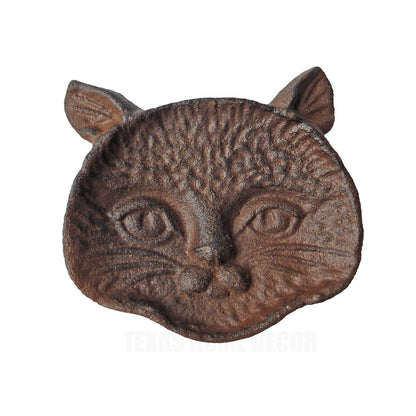 Small Cat Jewelry Key Trinket Dish Tray Cast Iron Antique Brown Finish