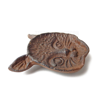 Small Cat Jewelry Key Trinket Dish Tray Cast Iron Antique Brown Finish