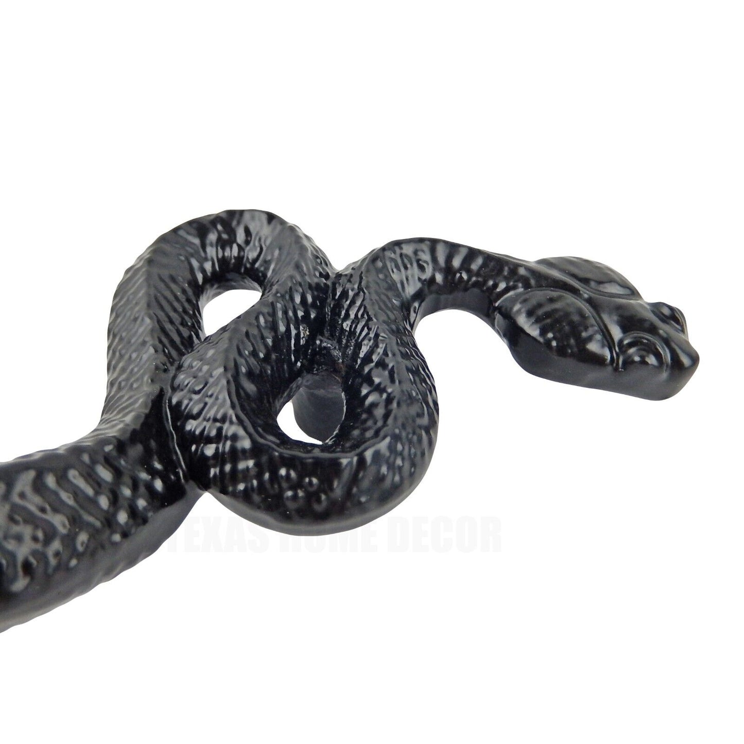 Black Snake Door Handles Cast Iron Glossy Black Finish 9 3/8 inches Pack of 2