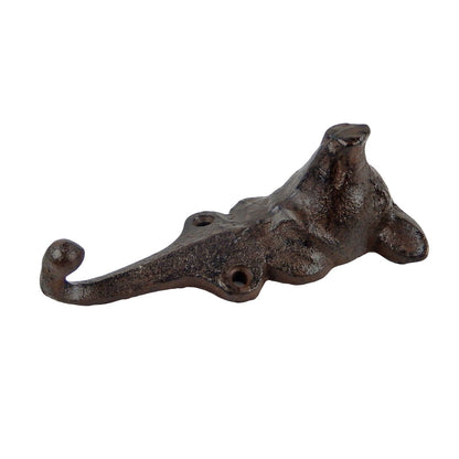 Pig Head Wall Hook Cast Iron Key Towel Coat Hanger Country Farmhouse Decor Brown