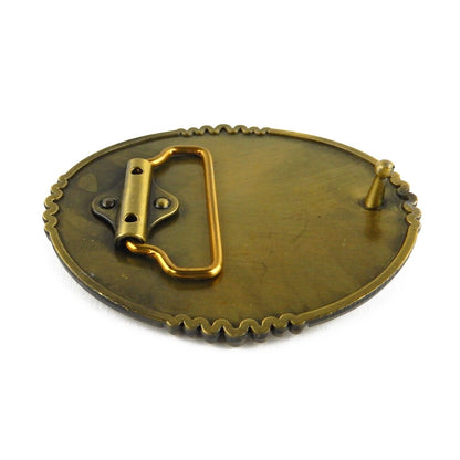 Oval Cowboy Kneeling American Flag Faith Belt Buckle Antique Bronze