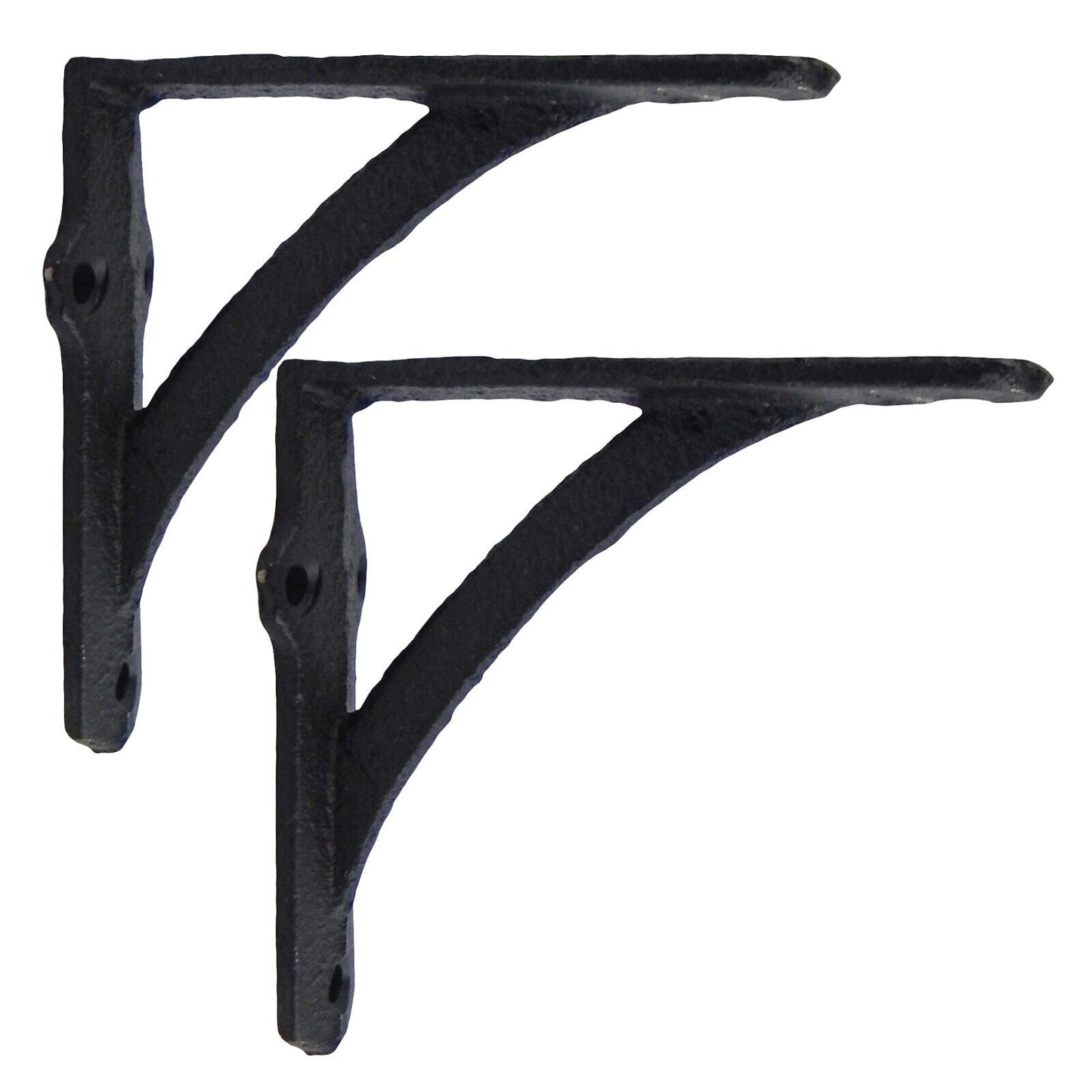 2 Small Simple Cast Iron Shelf Brackets Antique Style Corner Braces Black 3.75"