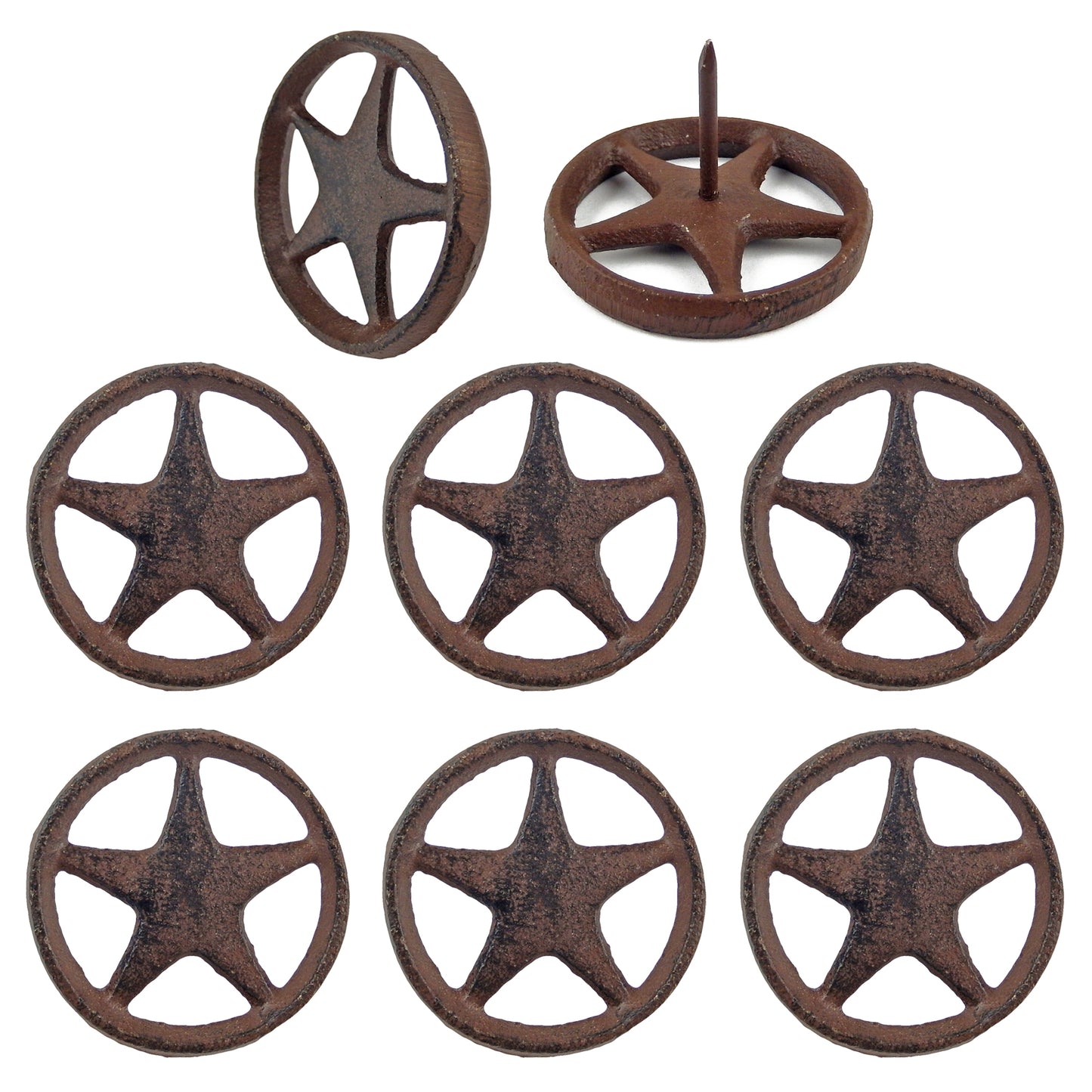 Round Star With Ring Nails 2 1/4 inch Head Craft Pin Rustic Brown (Pack of 6)