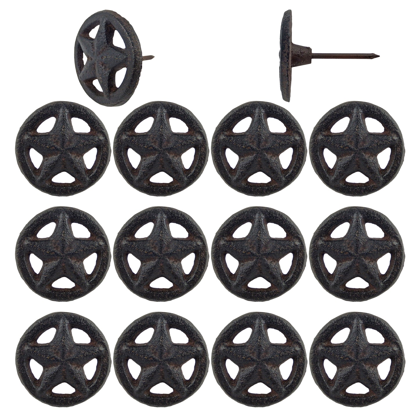 Star Ring Nails Cast Iron 2" Head Rustic Western Craft Nails Brown (Pack of 12)