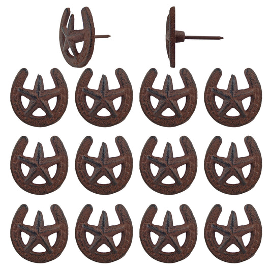 Horseshoe Star Nails Cast Iron 2 1/8" Head Rustic Brown Decor (Pack of 12)