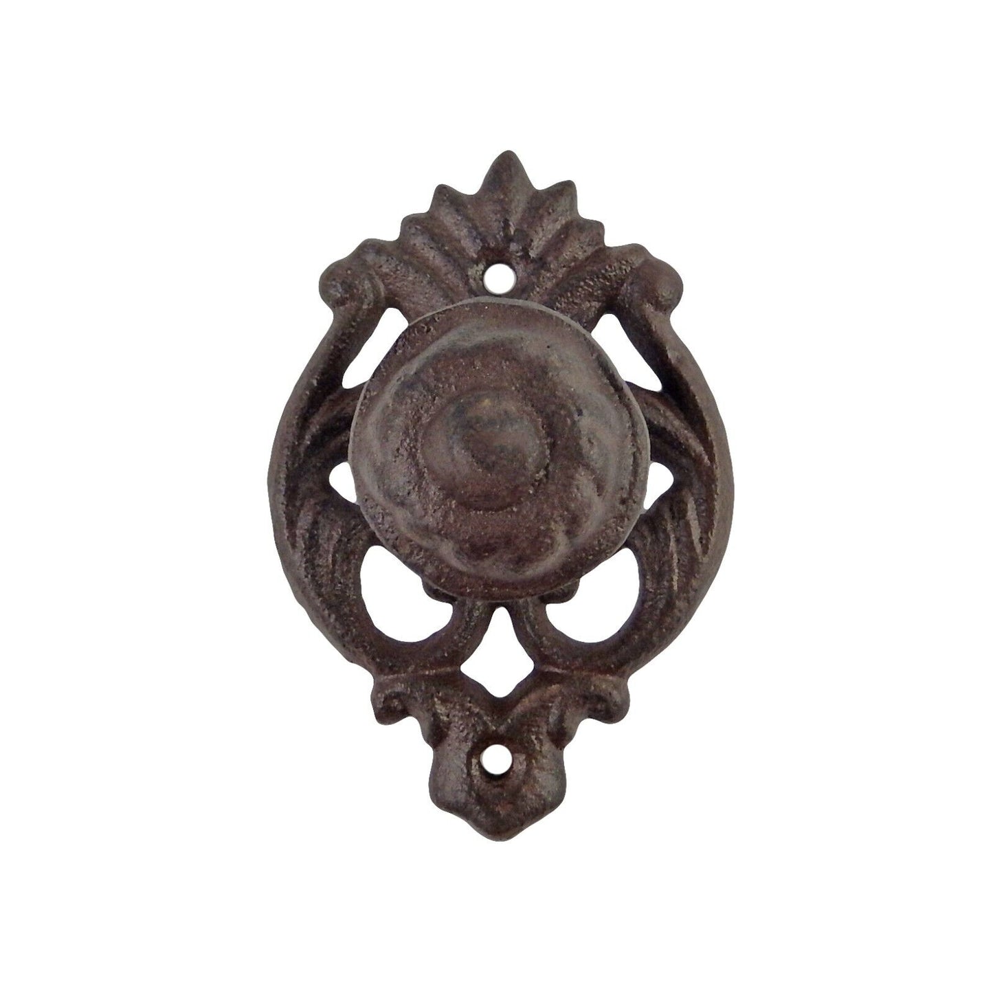 Floral Cast Iron Drawer Knob Pull Wall Hook Hanger Antique Style Rustic Brown