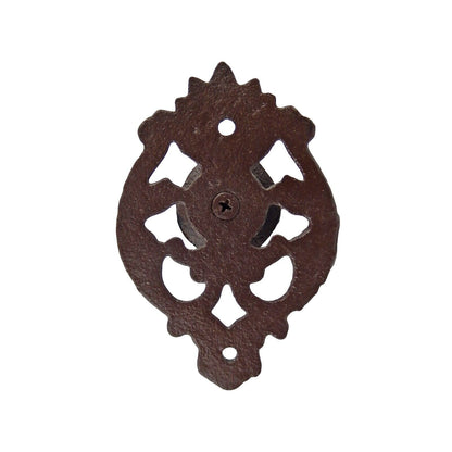 Floral Cast Iron Drawer Knob Pull Wall Hook Hanger Antique Style Rustic Brown