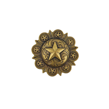 Stars Floral Round Cabinet Door Drawer Knob Pull Antique Brass 1.5 inch