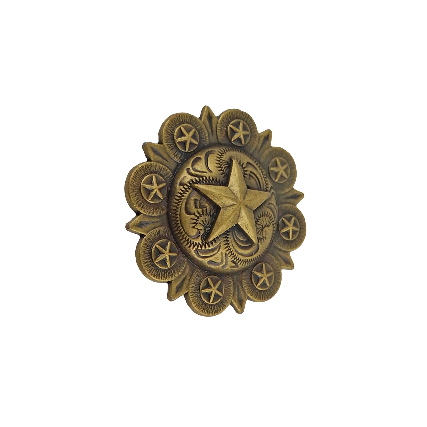 Stars Floral Round Cabinet Door Drawer Knob Pull Antique Brass 1.5 inch