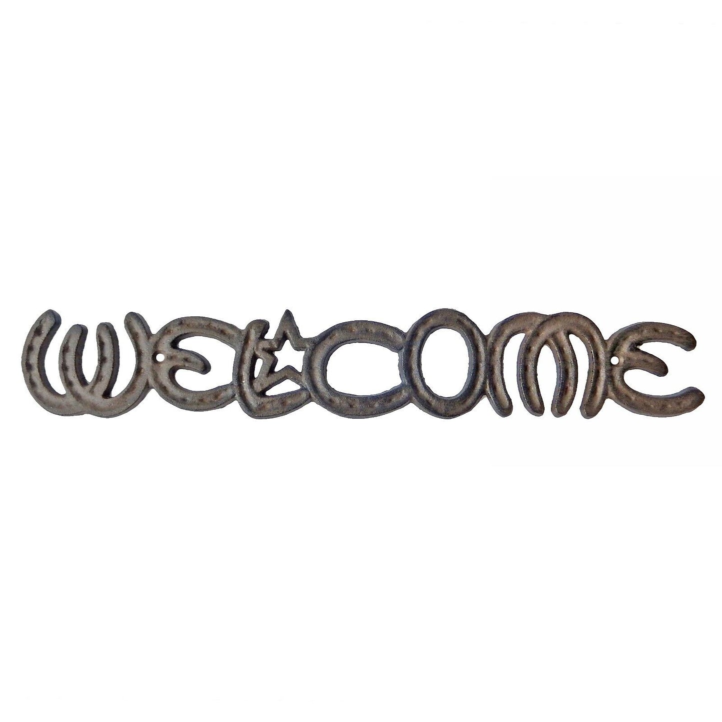 Cast Iron Horseshoes Star Welcome Sign Plaque Rustic Western Farm Wall Decor