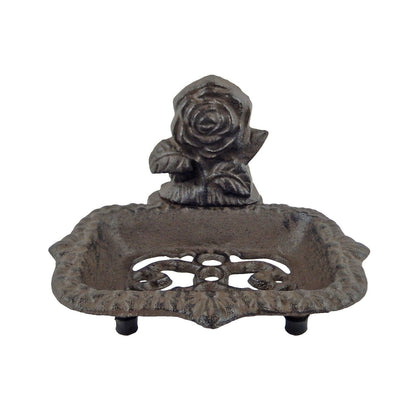 Rose Soap Dish Cast Iron Rustic Antique Style Victorian Floral Bathroom Decor