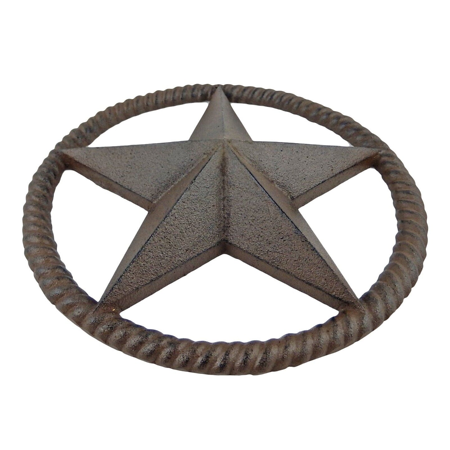 Cast Iron Texas Barn Star Rope Ring Wall Decor Rust Brown Heavy Duty 10 1/4 inch