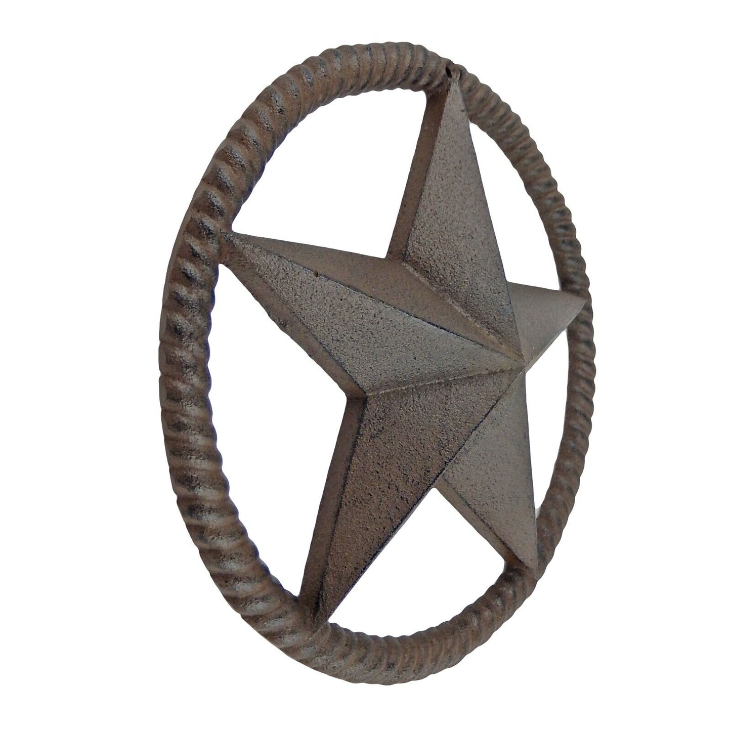 Cast Iron Texas Barn Star Rope Ring Wall Decor Rust Brown Heavy Duty 10 1/4 inch