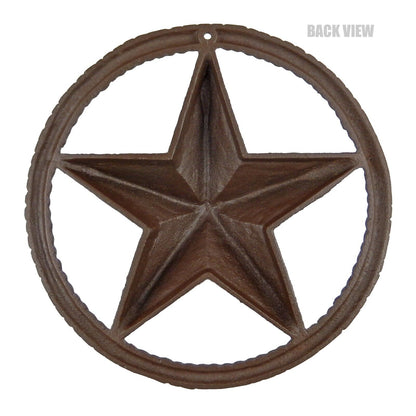 Cast Iron Texas Barn Star Rope Ring Wall Decor Rust Brown Heavy Duty 10 1/4 inch