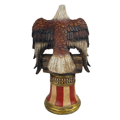 Large Bald Eagle Figurine Statue Perched On Liberty Bell American Flag 13 1/2 in