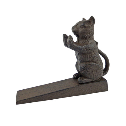 Cast Iron Standing Cat Doorstop Kitty Wedge Antique Rustic Brown Vintage Look