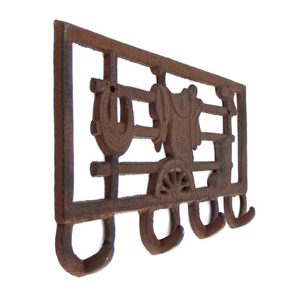 Saddle Stand Key Rack Wall Hooks Coat Hanger Cast Iron Western Antique Style