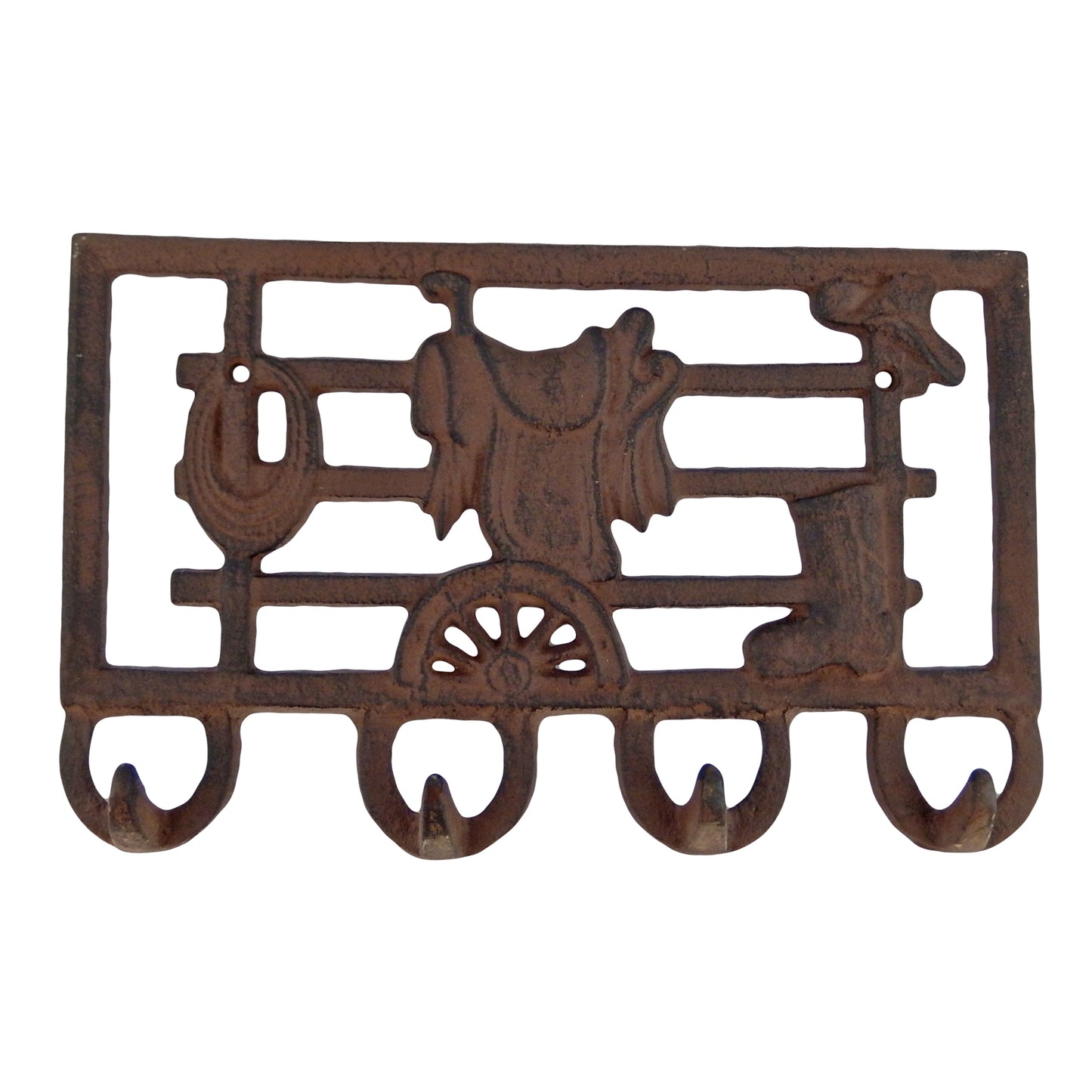 Saddle Stand Key Rack Wall Hooks Coat Hanger Cast Iron Western Antique Style