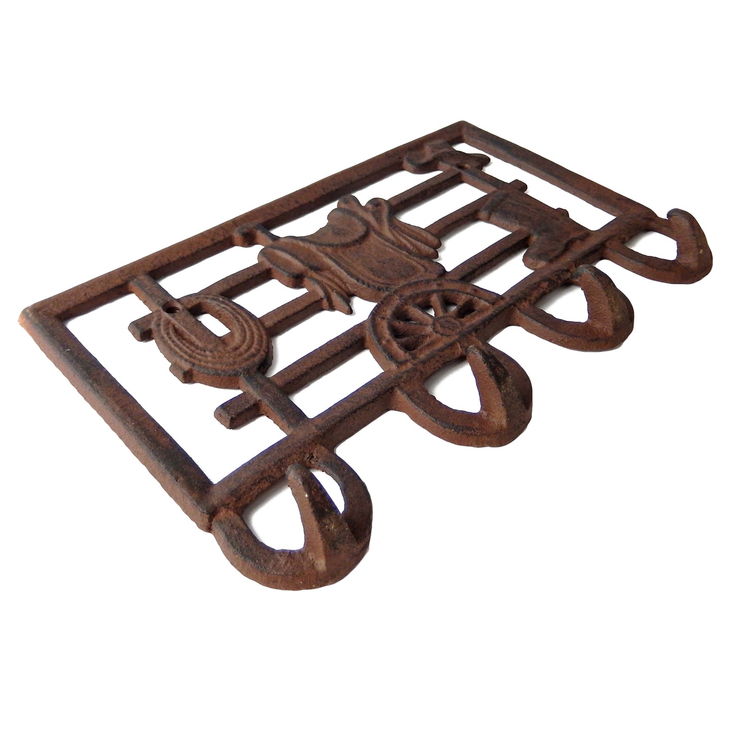 Saddle Stand Key Rack Wall Hooks Coat Hanger Cast Iron Western Antique Style