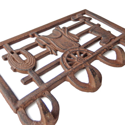 Saddle Stand Key Rack Wall Hooks Coat Hanger Cast Iron Western Antique Style