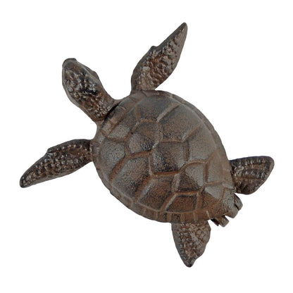 Cast Iron Sea Turtle Key Hider Garden Pond Figurine Rustic Nautical Decor Brown