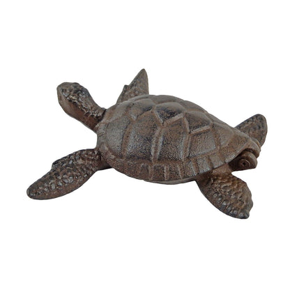 Cast Iron Sea Turtle Key Hider Garden Pond Figurine Rustic Nautical Decor Brown