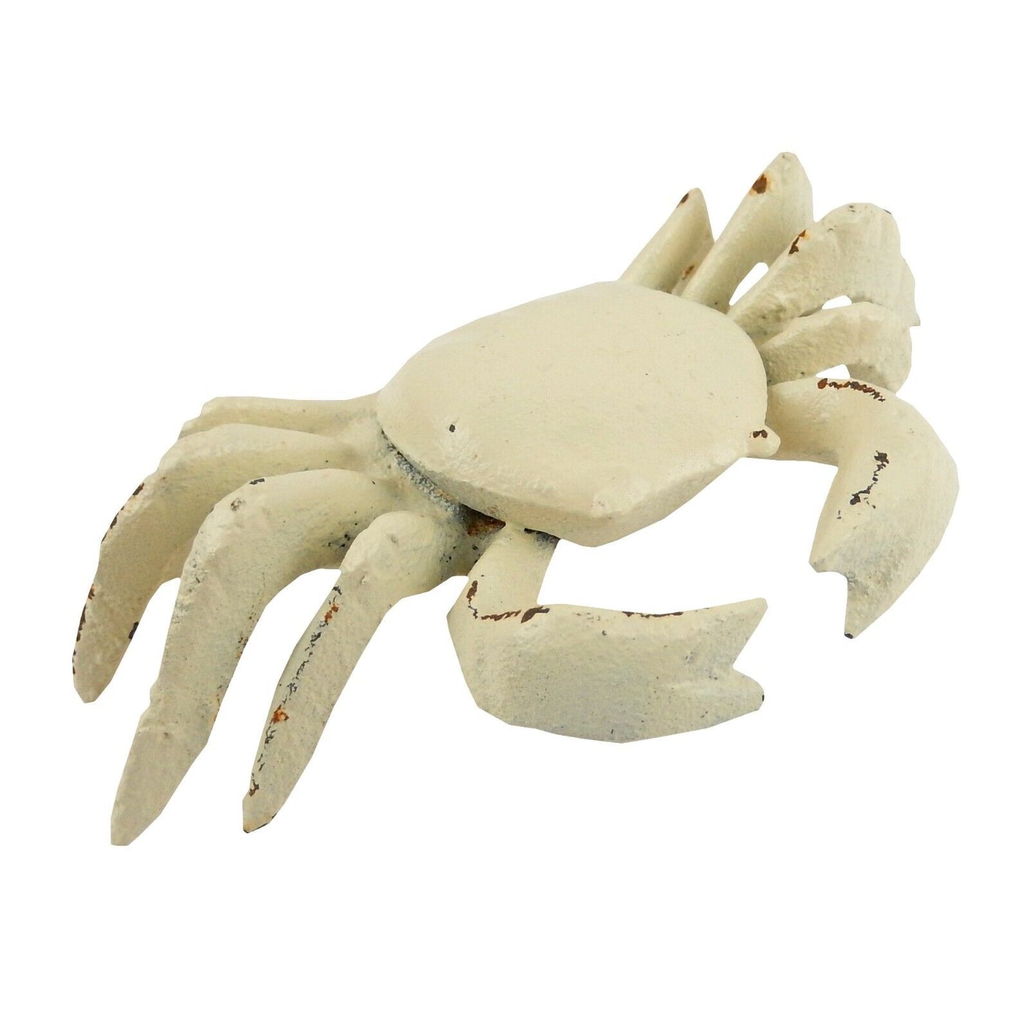 Cast Iron Crab Garden Pond Figurine Paperweight Rustic Beige Nautical Decor